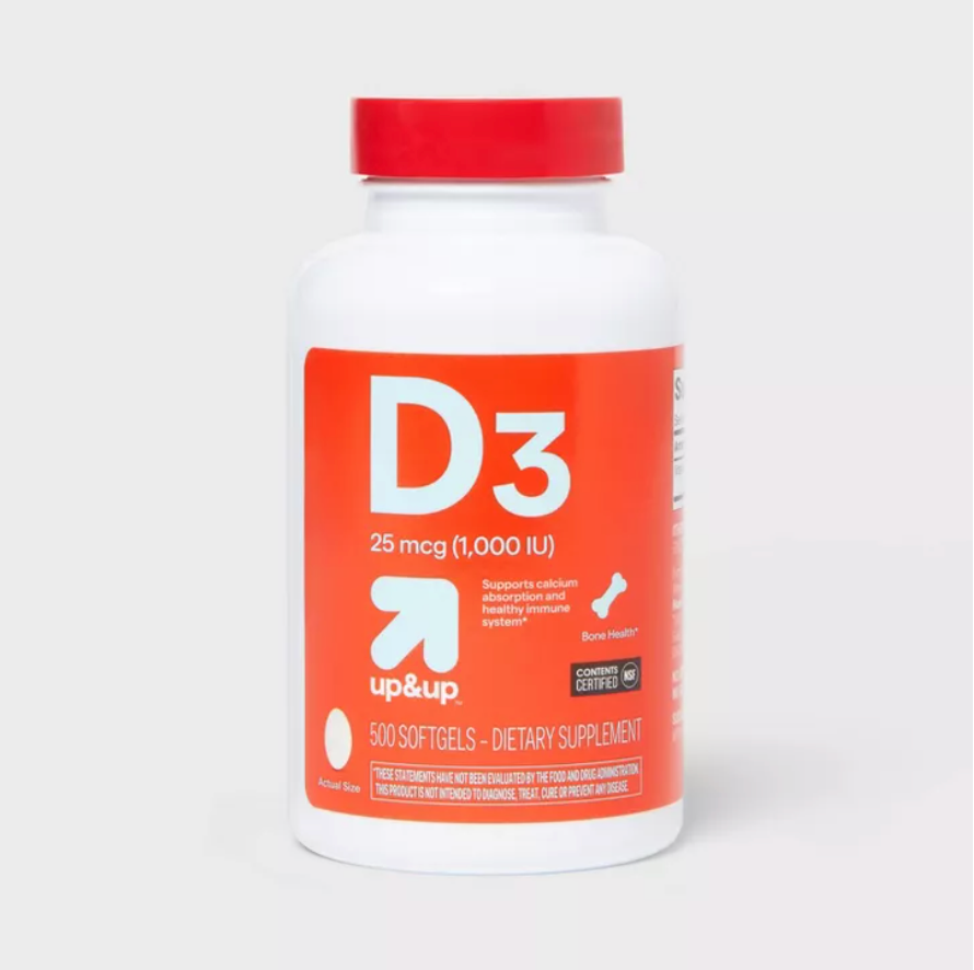 VITAMIN D3 BONE HEALTH DIETARY SUPPLEMENT SOFTGELS  UP&UP™: GLUTEN-FREE, 1000 IU PER SERVING