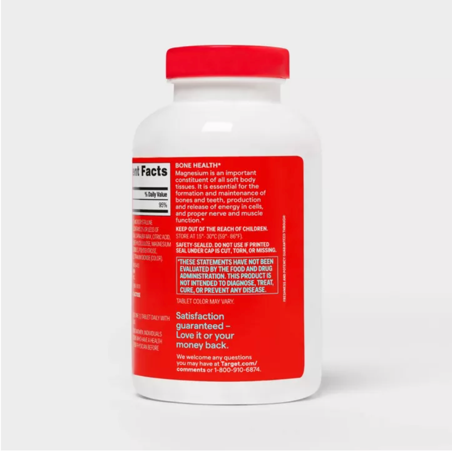 MAGNESIUM DIETARY SUPPLEMENT CAPLETS UP&UP™: 400MG, GLUTEN-FREE