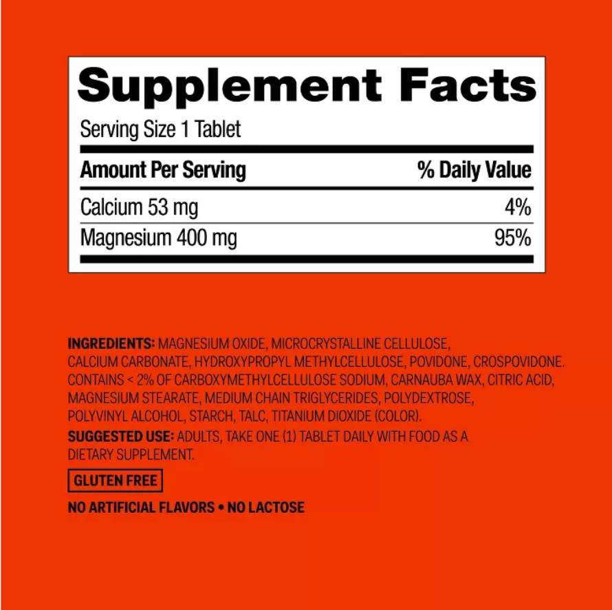 MAGNESIUM DIETARY SUPPLEMENT CAPLETS UP&UP™: 400MG, GLUTEN-FREE