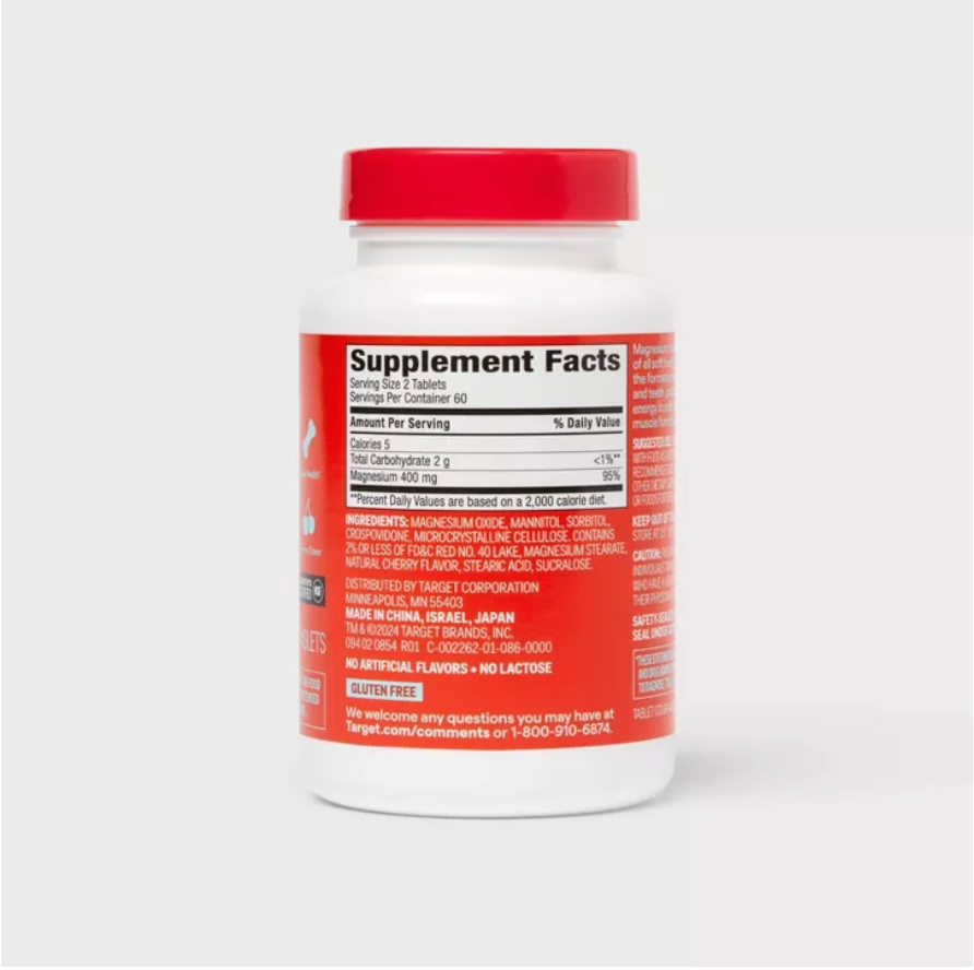 CHEWABLE MAGNESIUM DIETARY SUPPLEMENT TABLETS - CHERRY UP&UP™: 400MG PER SERVING