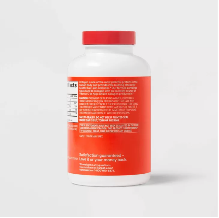 COLLAGEN + VITAMIN C TABLETS UP&UP™: 2500MG PER SERVING