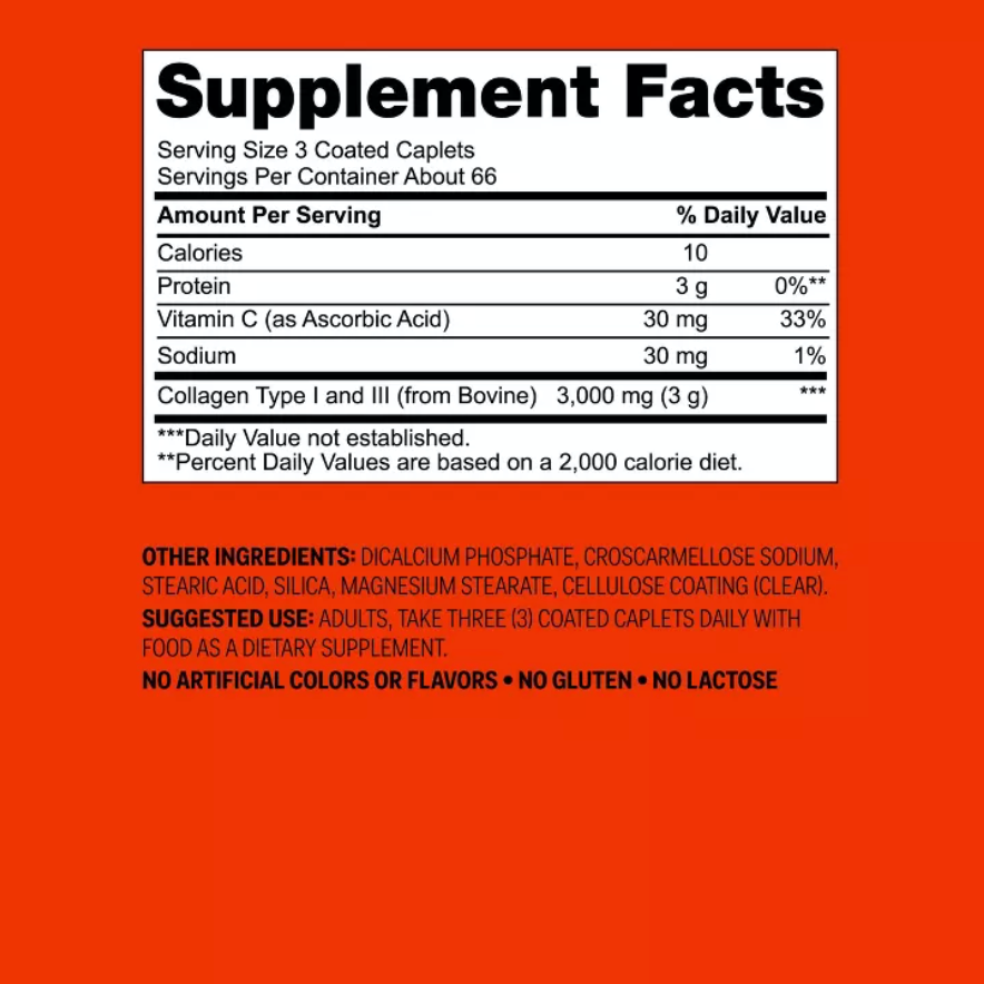 COLLAGEN + VITAMIN C TABLETS UP&UP™: 2500MG PER SERVING
