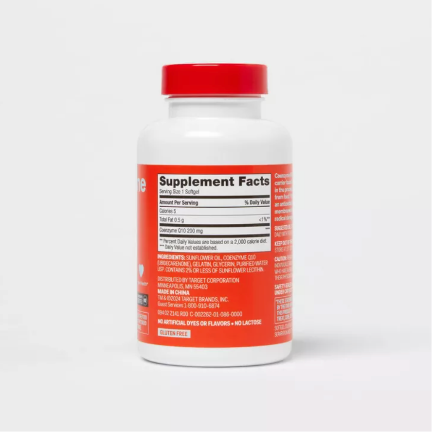 COENZYME Q10 200MG SUPPLEMENT SOFTGELS UP&UP™: SUGAR-FREE, GLUTEN-FREE, DAIRY-FREE