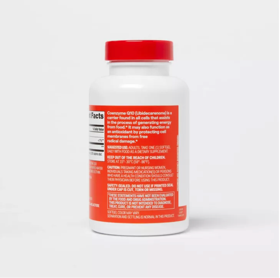 COENZYME Q10 200MG SUPPLEMENT SOFTGELS UP&UP™: SUGAR-FREE, GLUTEN-FREE, DAIRY-FREE