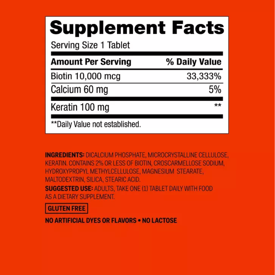 BIOTIN WITH KERATIN DIETARY SUPPLEMENT TABLETS UP&UP™