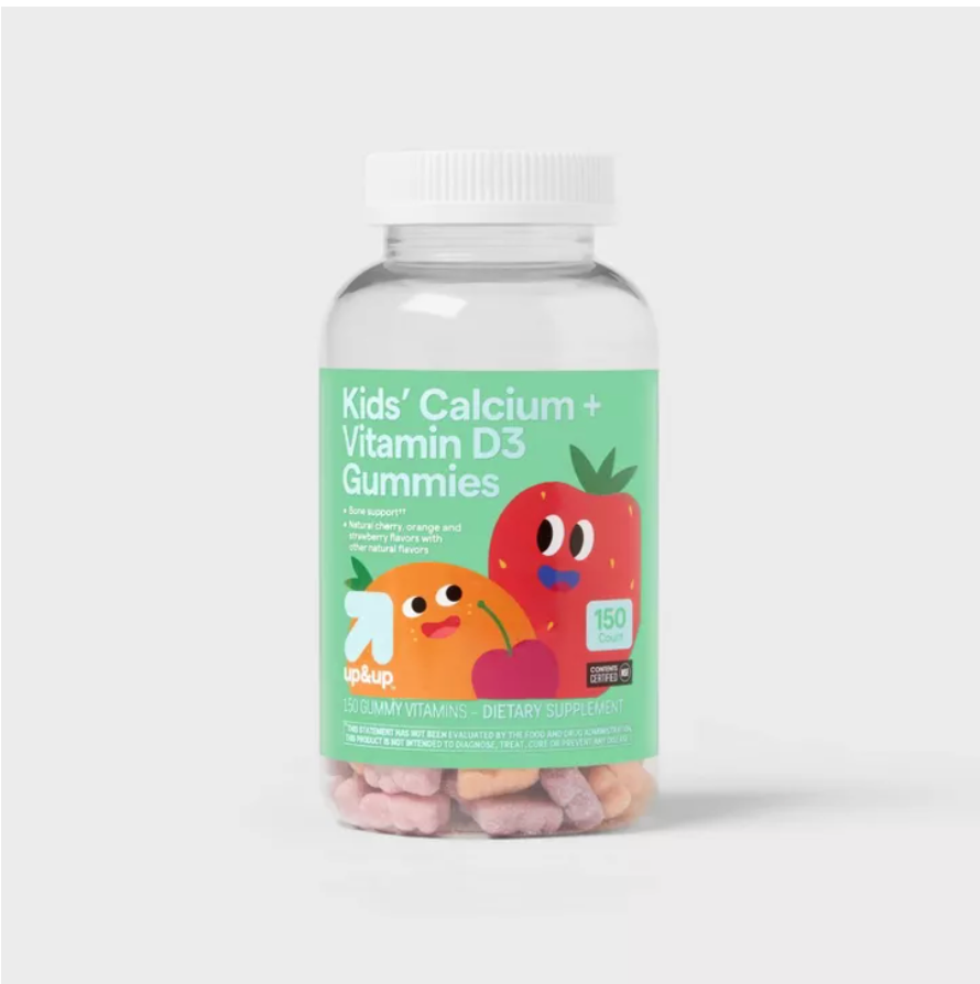 KIDS' CALCIUM + VITAMIN D3 GUMMIES - BLACK CHERRY, ORANGE & STRAWBERRY UP&UP™