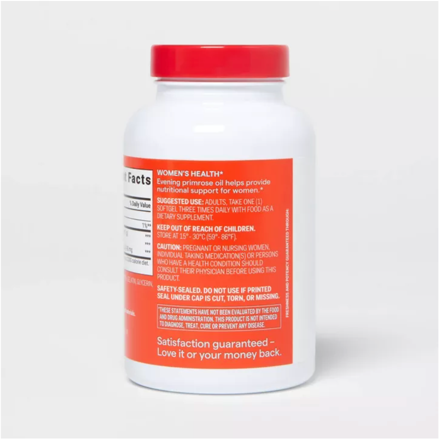 EVENING PRIMROSE OIL 1000MG WOMEN'S HEALTH SOFTGELS  UP&UP™: UNFLAVORED SUGAR-FREE HERBAL SUPPLEMENT