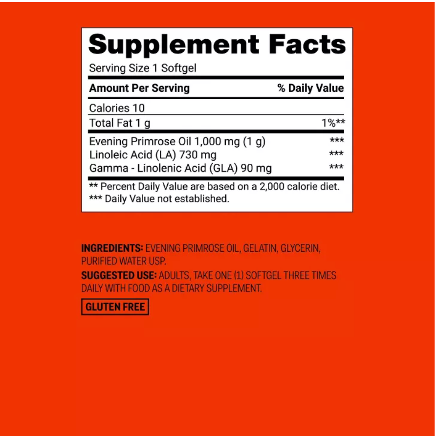 EVENING PRIMROSE OIL 1000MG WOMEN'S HEALTH SOFTGELS  UP&UP™: UNFLAVORED SUGAR-FREE HERBAL SUPPLEMENT