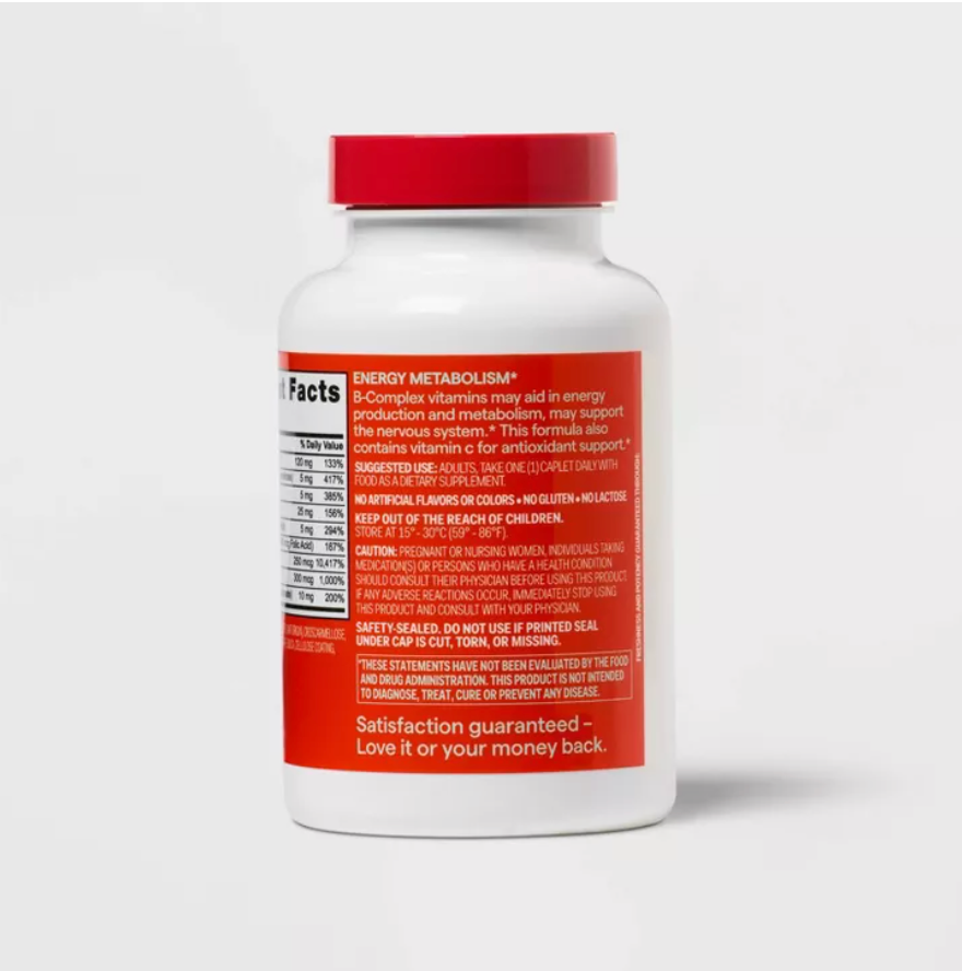 B-COMPLEX WITH VITAMIN C DIETARY SUPPLEMENT TABLETS UP&UP™: GLUTEN-FREE, 100 VITAMIN B12 PER SERVING