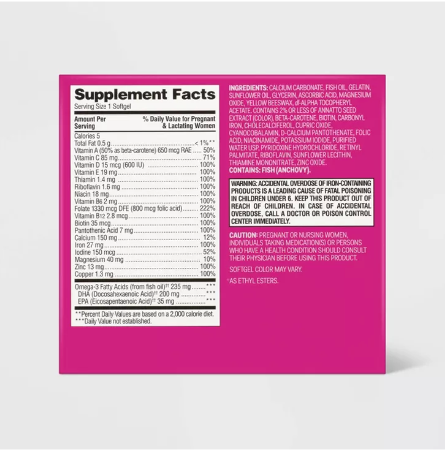 WOMEN'S DAILY PRENATAL COMBO PACK DIETARY SUPPLEMENT TABLETS & SOFTGELS UP&UP™: GLUTEN-FREE