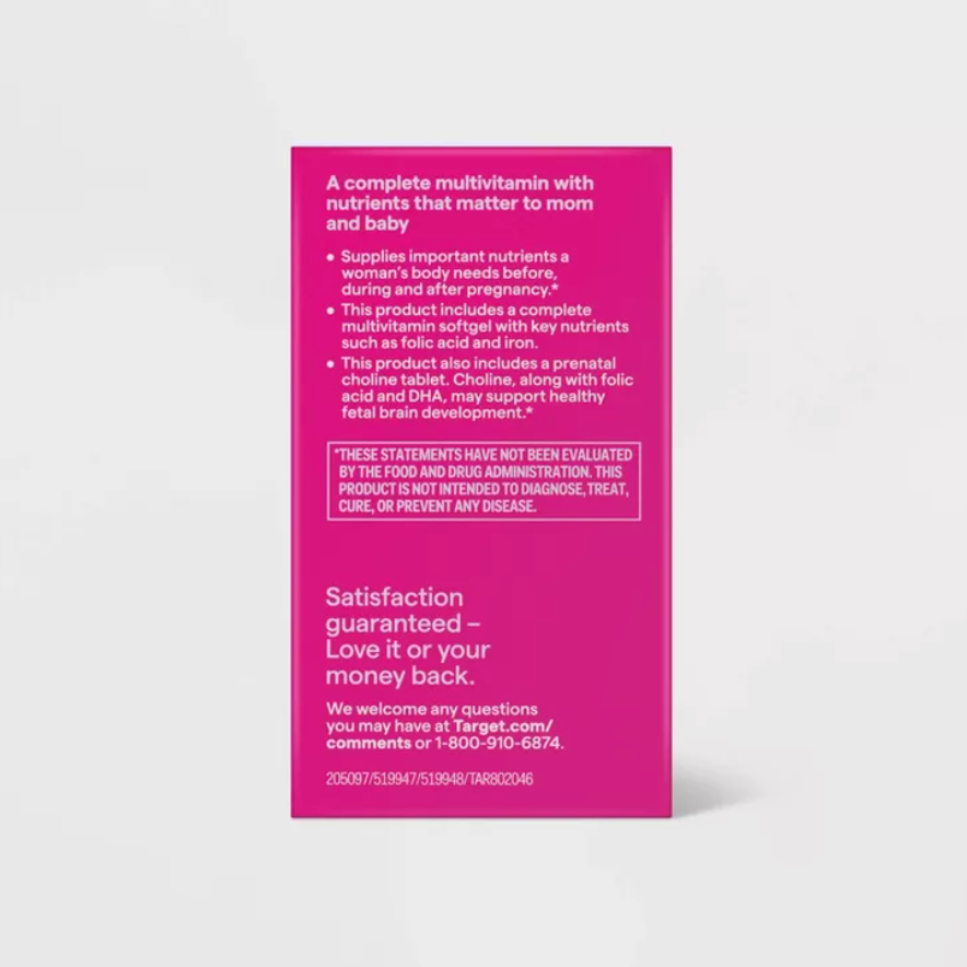 WOMEN'S DAILY PRENATAL COMBO PACK DIETARY SUPPLEMENT TABLETS & SOFTGELS UP&UP™: GLUTEN-FREE