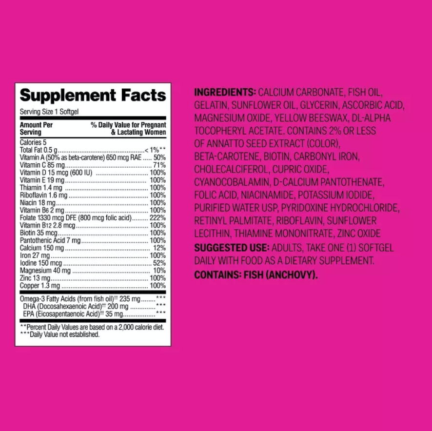 WOMEN'S DAILY PRENATAL COMBO PACK DIETARY SUPPLEMENT TABLETS & SOFTGELS UP&UP™: GLUTEN-FREE