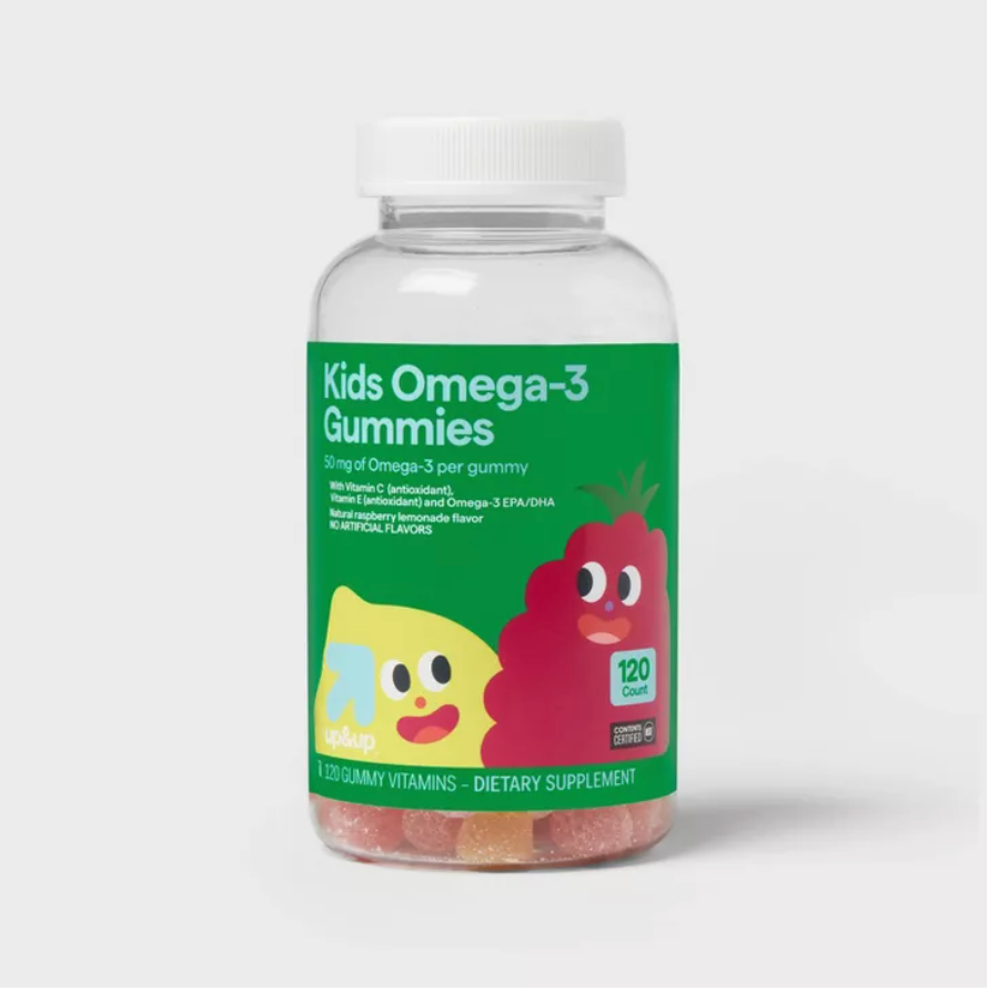 KIDS' OMEGA-3 GUMMIES - LEMONADE, STRAWBERRY, & CHERRY UP&UP™: GLUTEN-FREE, NO ARTIFICIAL FLAVORS