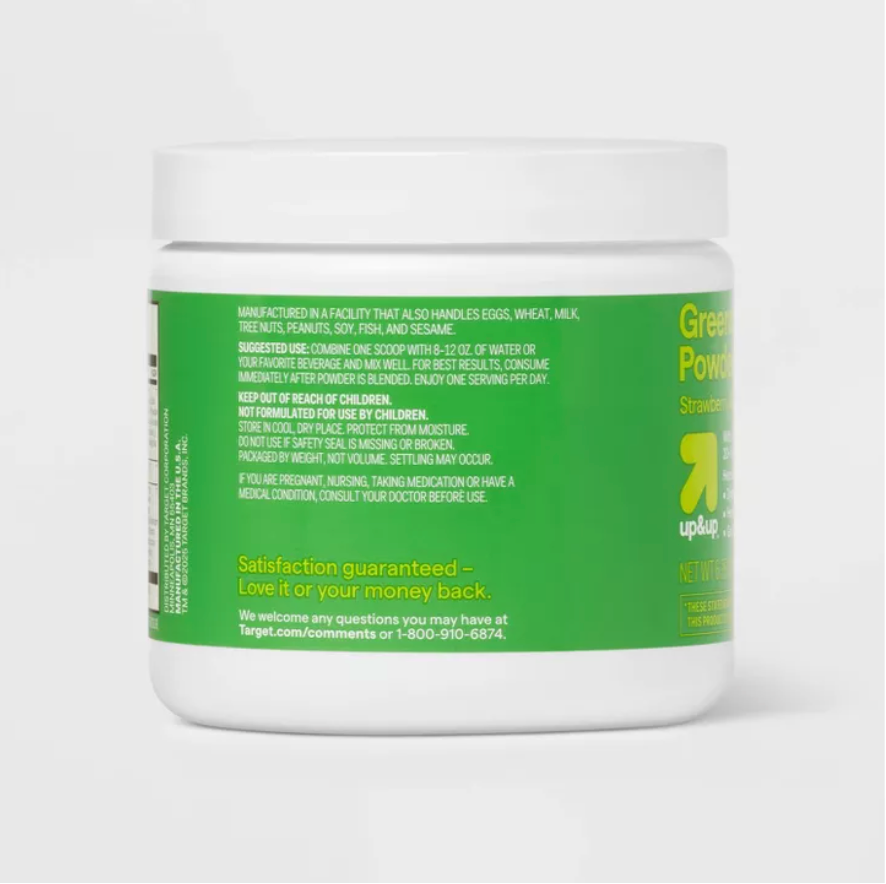 GREENS AND SUPERFOODS SUPPLEMENT POWDER 30SRV TUB: NUTRITIONAL DIETARY BLEND - STRAWBERRY/KIWI - 6.35OZ - UP&UP™