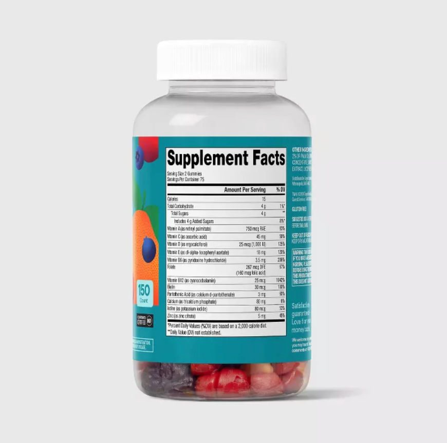 MEN'S MULTIVITAMIN 50+ VEGAN GUMMIES - BLUEBERRY CHERRY ORANGE  UP&UP
