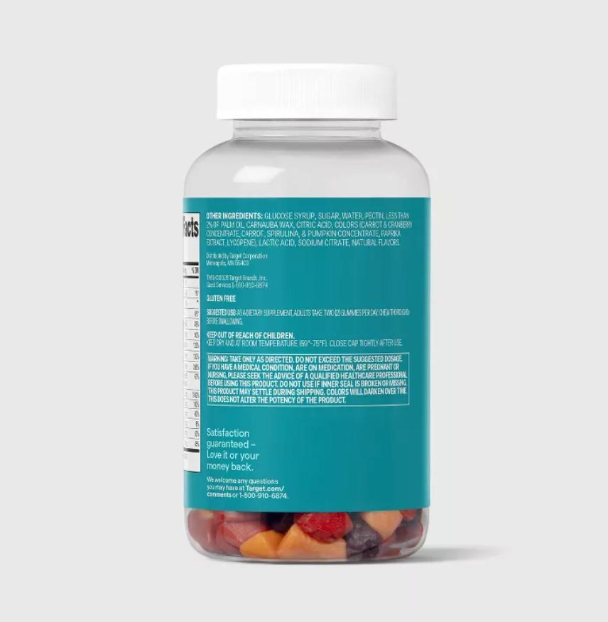 MEN'S MULTIVITAMIN 50+ VEGAN GUMMIES - BLUEBERRY CHERRY ORANGE  UP&UP