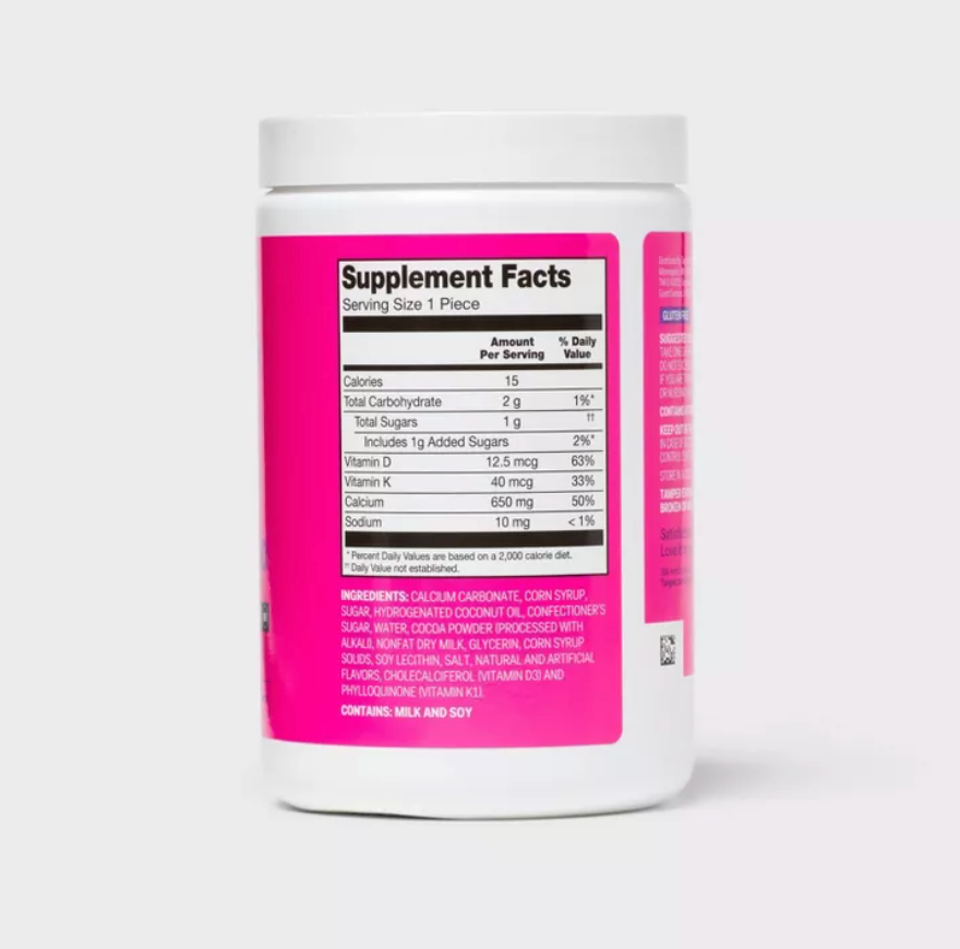 CALCIUM SOFT CHEWS MULTIVITAMIN CHEWABLES UP&UP™: GLUTEN-FREE, NSF CERTIFIED