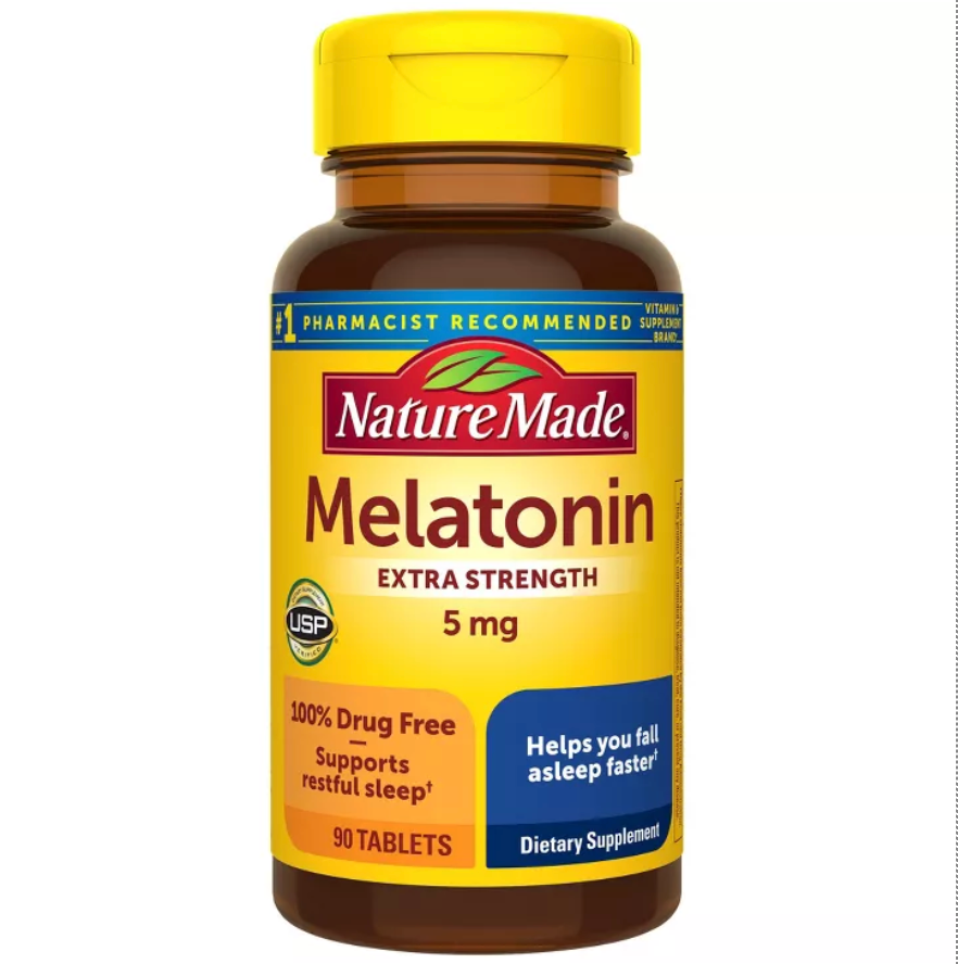 NATURE MADE MELATONIN 5MG EXTRA STRENGTH TABLETS, 100% DRUG FREE SLEEP AID FOR ADULTS, USP VERIFIED