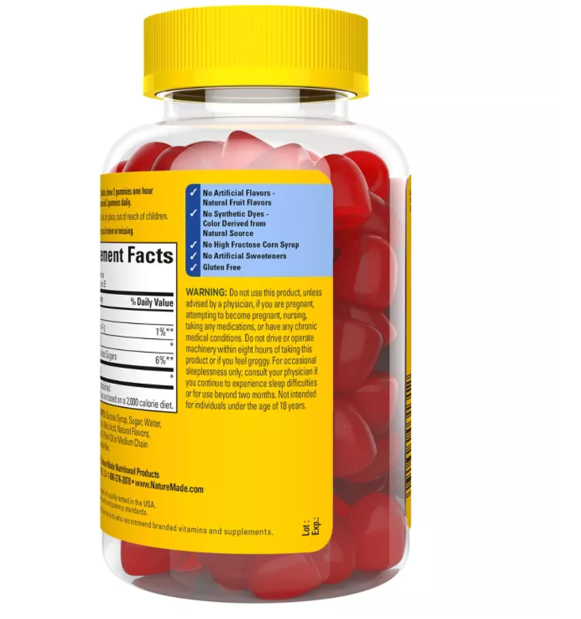 NATURE MADE MELATONIN MAXIMUM STRENGTH 100% DRUG FREE SLEEP AID FOR ADULTS 10MG PER SERVING GUMMIES / GLUTEN-FREE, STRAWBERRY FLAVOR