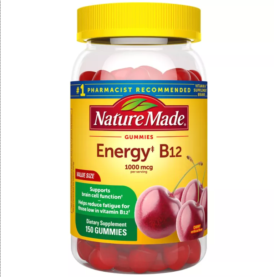 NATURE MADE ENERGY VITAMIN B12 1000 MCG, CHERRY & MIXED BERRY FLAVORED GUMMY VITAMINS