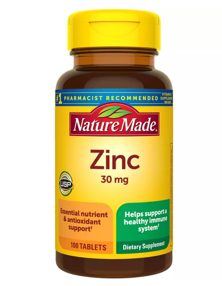 NATURE MADE ZINC 30 MG TABLETS, ZINC SUPPLEMENTS FOR ANTIOXIDANT AND IMMUNE SUPPORT, USP VERIFIED