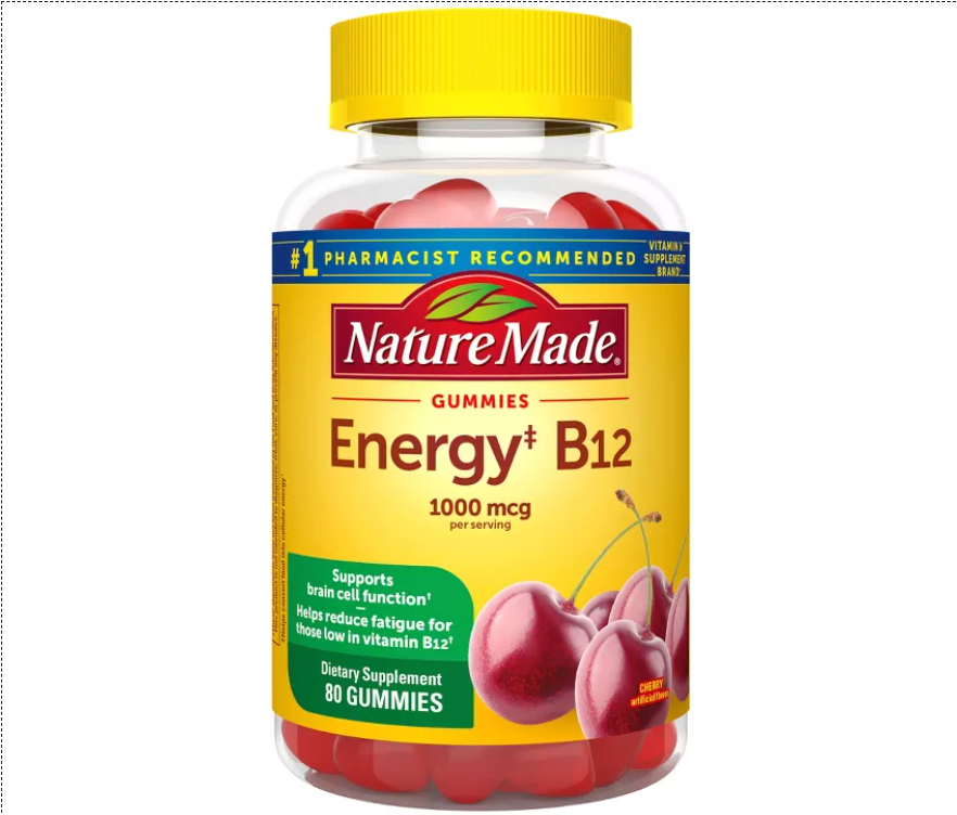 NATURE MADE ENERGY VITAMIN B12 1000 MCG GUMMIES - CHERRY & MIXED BERRY -: GLUTEN-FREE, NO ARTIFICIAL FLAVORS