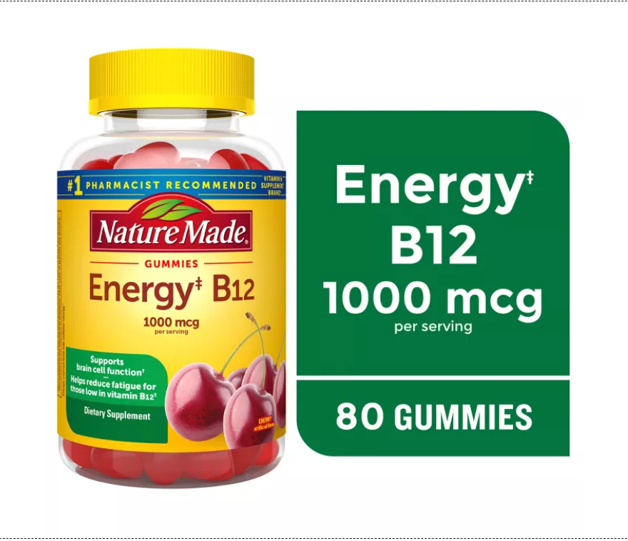 NATURE MADE ENERGY VITAMIN B12 1000 MCG GUMMIES - CHERRY & MIXED BERRY -: GLUTEN-FREE, NO ARTIFICIAL FLAVORS