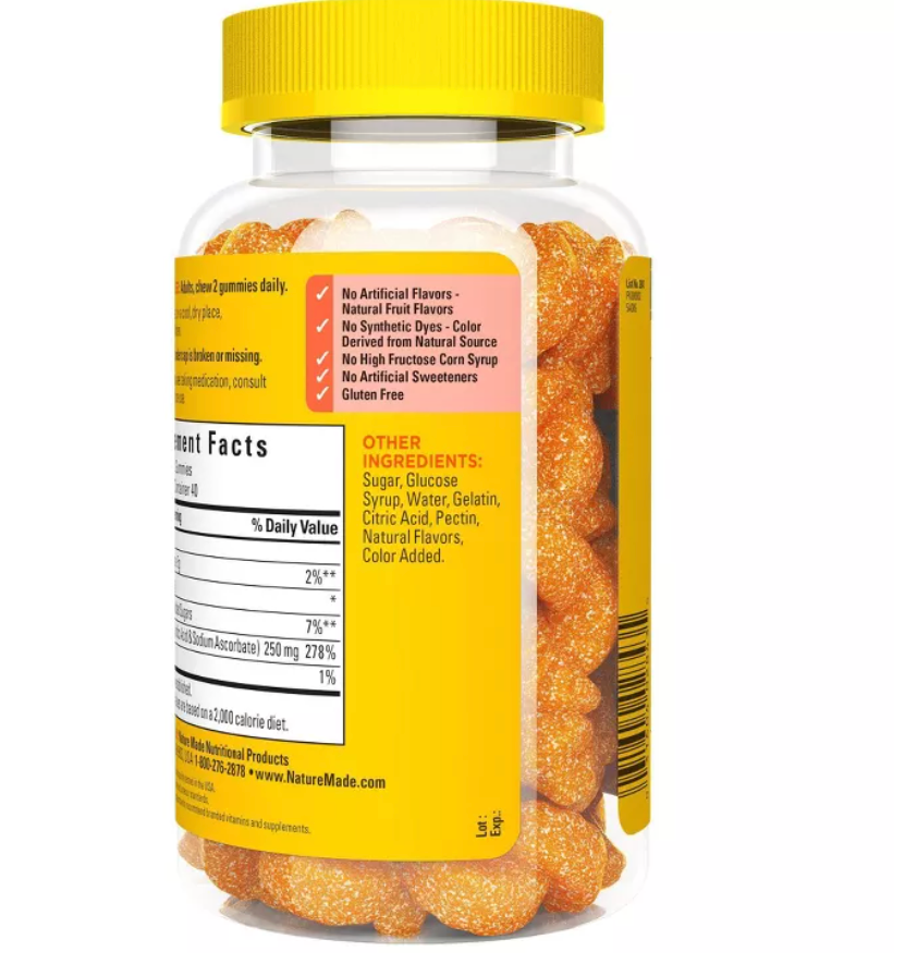 NATURE MADE VITAMIN C 250 MG PER SERVING FOR IMMUNE SUPPORT GUMMIES - TANGERINE FLAVORED -