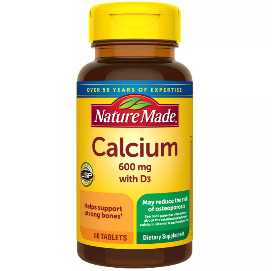 NATURE MADE CALCIUM 600 MG WITH VITAMIN D3 TABLETS, CALCIUM SUPPLEMENT FOR BONE SUPPORT, USP VERIFIED