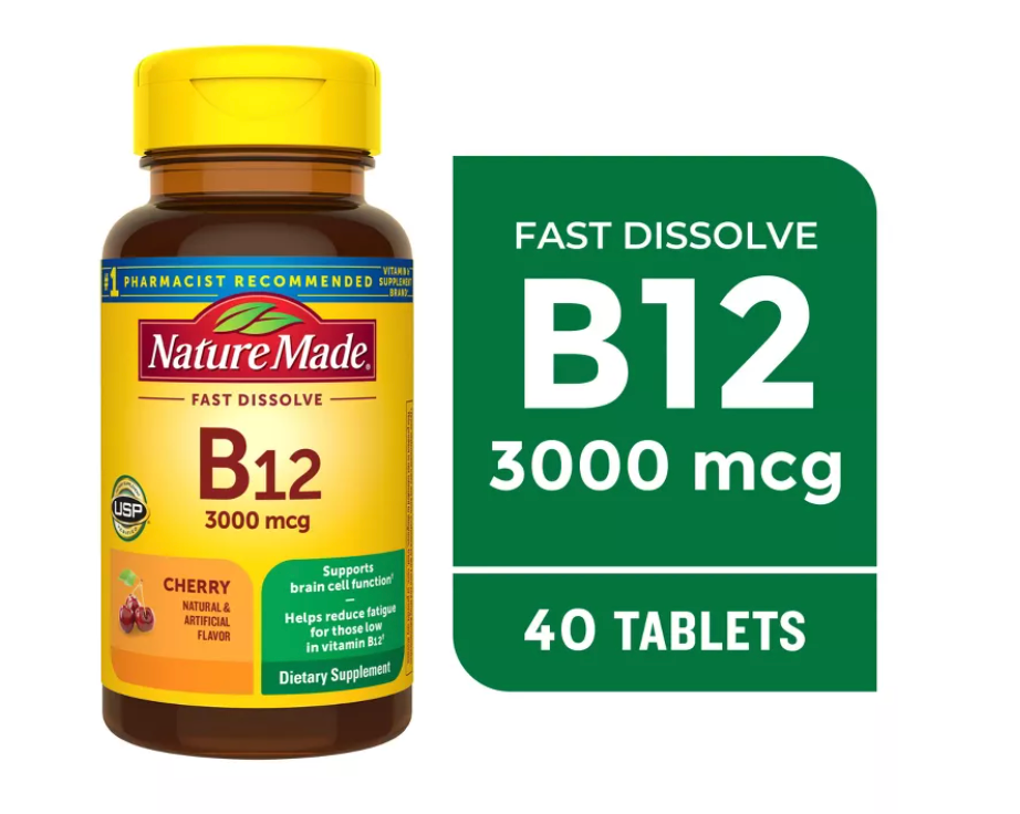 NATURE MADE VITAMIN B12 SUBLINGUAL 3000 MCG SUGAR FREE FAST DISSOLVE TABLETS, USP VERIFIED