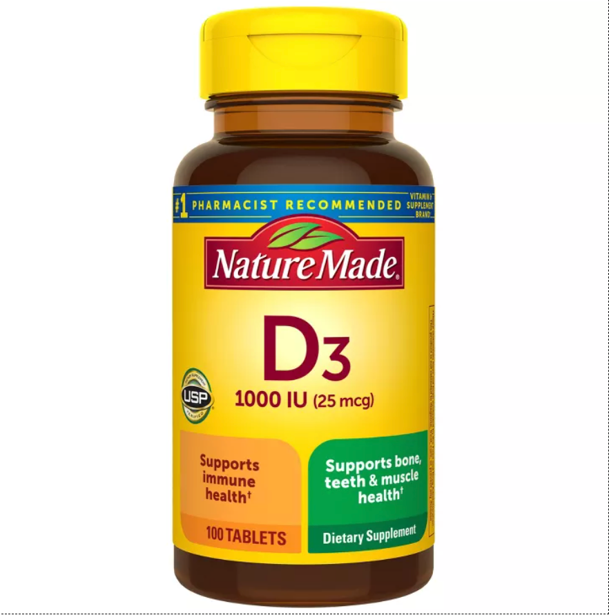 NATURE MADE VITAMIN D3 1000 IU (25 MCG), BONE HEALTH AND IMMUNE SUPPORT TABLETS, USP VERIFIED