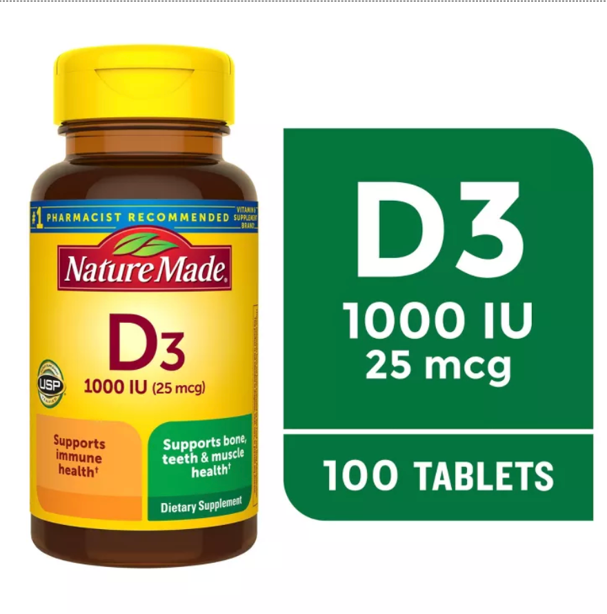 NATURE MADE VITAMIN D3 1000 IU (25 MCG), BONE HEALTH AND IMMUNE SUPPORT TABLETS, USP VERIFIED