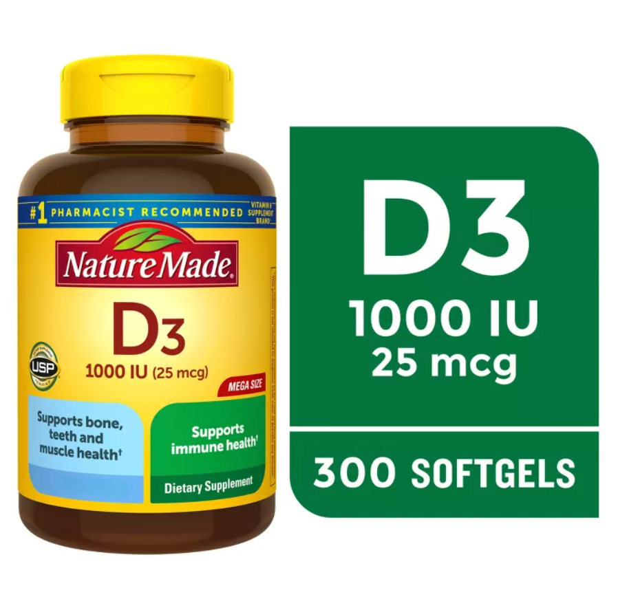 NATURE MADE VITAMIN D3 1000 IU (25 MCG), BONE HEALTH AND IMMUNE SUPPORT SOFTGELS, USP VERIFIED