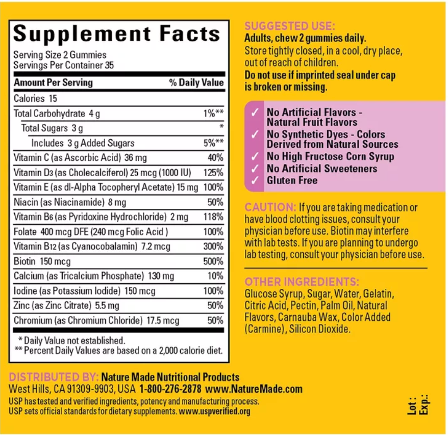 NATURE MADE WOMEN MULTIVITAMIN GUMMIES, USP VERIFIED