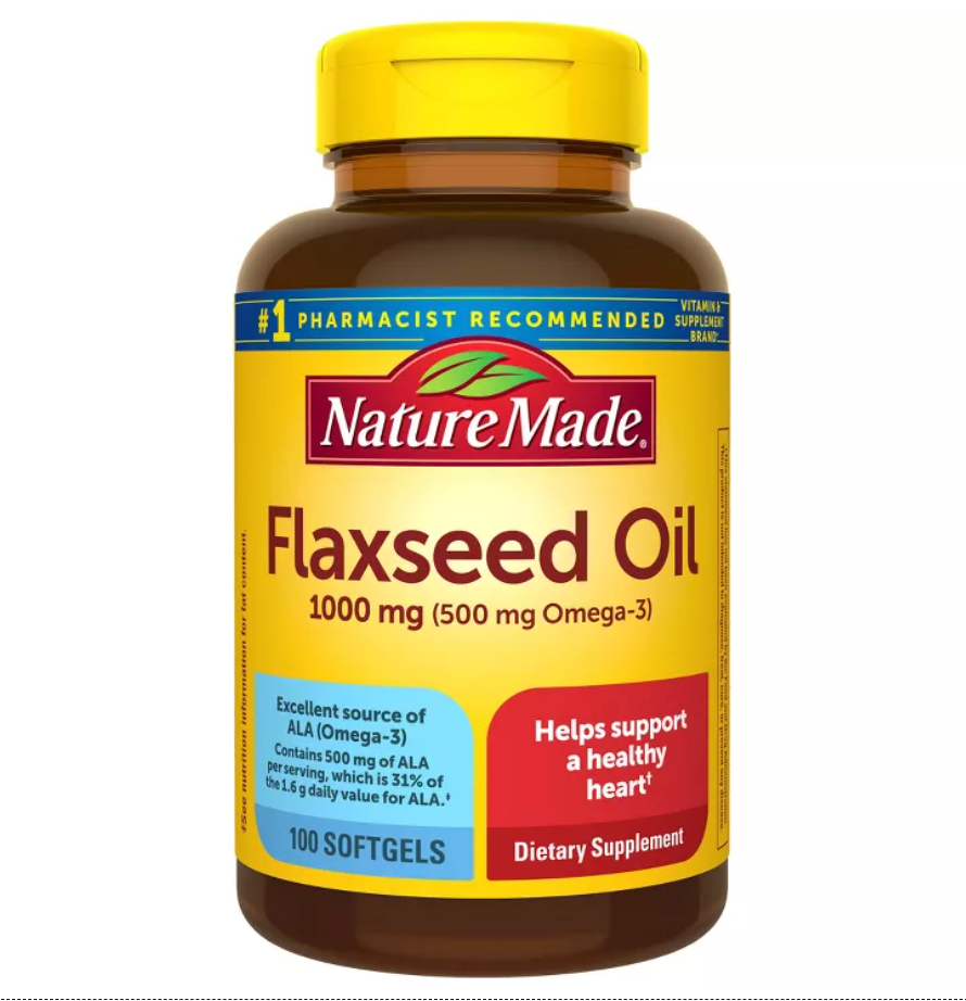 NATURE MADE FLAX SEED OIL WITH OMEGA 3 1000MG HEART HEALTH SOFTGELS - NON VEGETARIAN