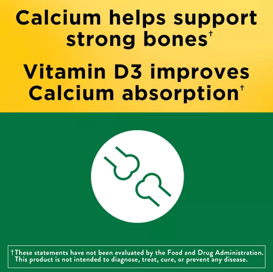 NATURE MADE CALCIUM 500MG WITH VITAMIN D3 FOR BONE SUPPORT GUMMIES - FRUIT,  GLUTEN-FREE, NO ARTIFICIAL SWEETENERS