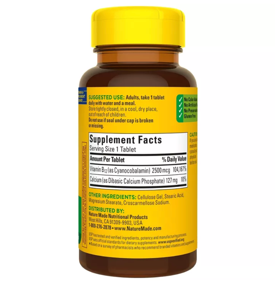 NATURE MADE EXTRA STRENGTH VITAMIN B12 2500 MCG, B12 VITAMIN TABLETS, ENERGY METABOLISM SUPPORT, USP VERIFIED