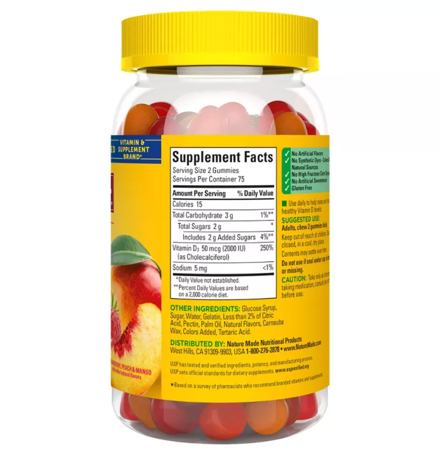 NATURE MADE VITAMIN D3 2000 IU (50 MCG), FOR BONE HEALTH AND IMMUNE SUPPORT VITAMIN GUMMIES