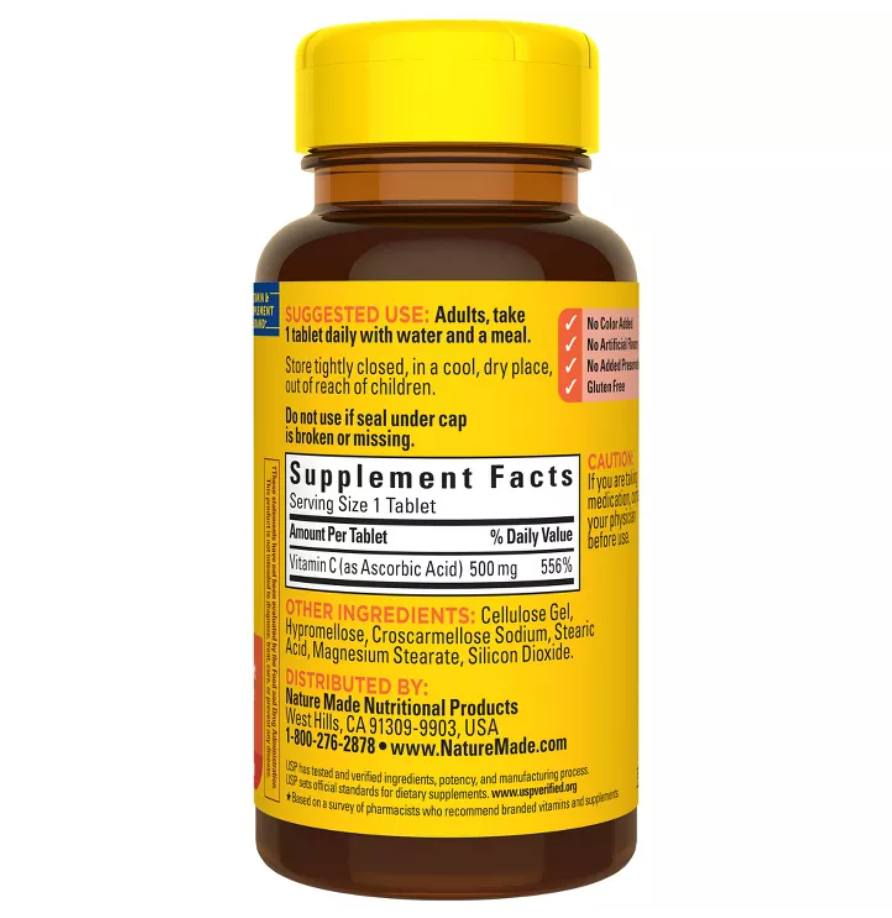 NATURE MADE VITAMIN C 500 MG TABLETS, USP VERIFIED