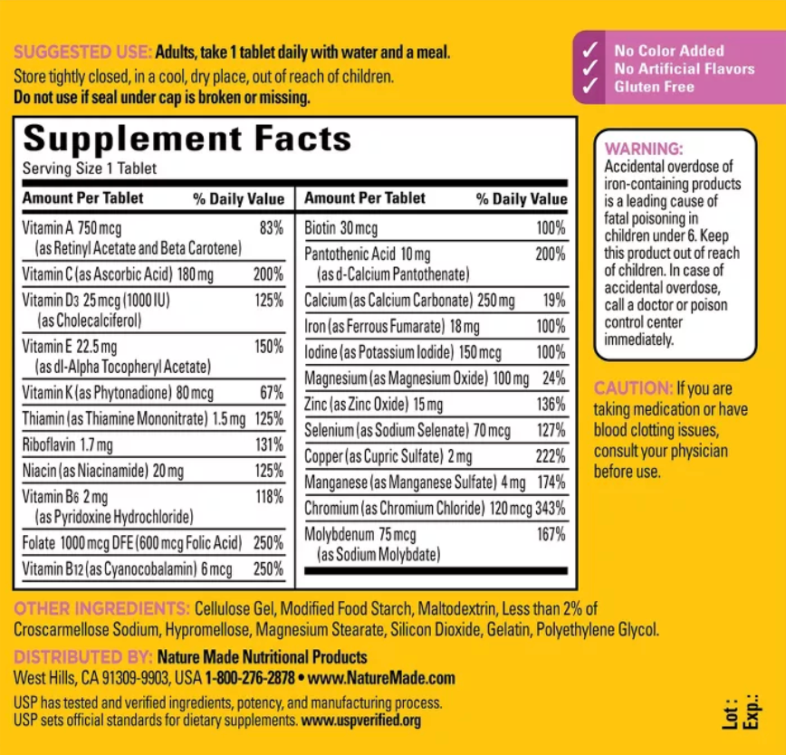 NATURE MADE WOMEN MULTIVITAMIN TABLETS, USP VERIFIED