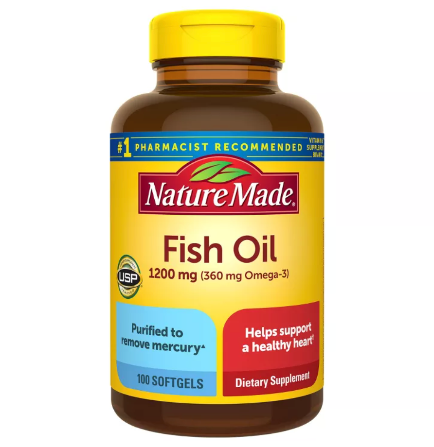 NATURE MADE FISH OIL SUPPLEMENTS 1200 MG, OMEGA 3 SUPPLEMENTS FOR HEALTHY HEART SUPPORT, SOFTGELS, USP VERIFIED