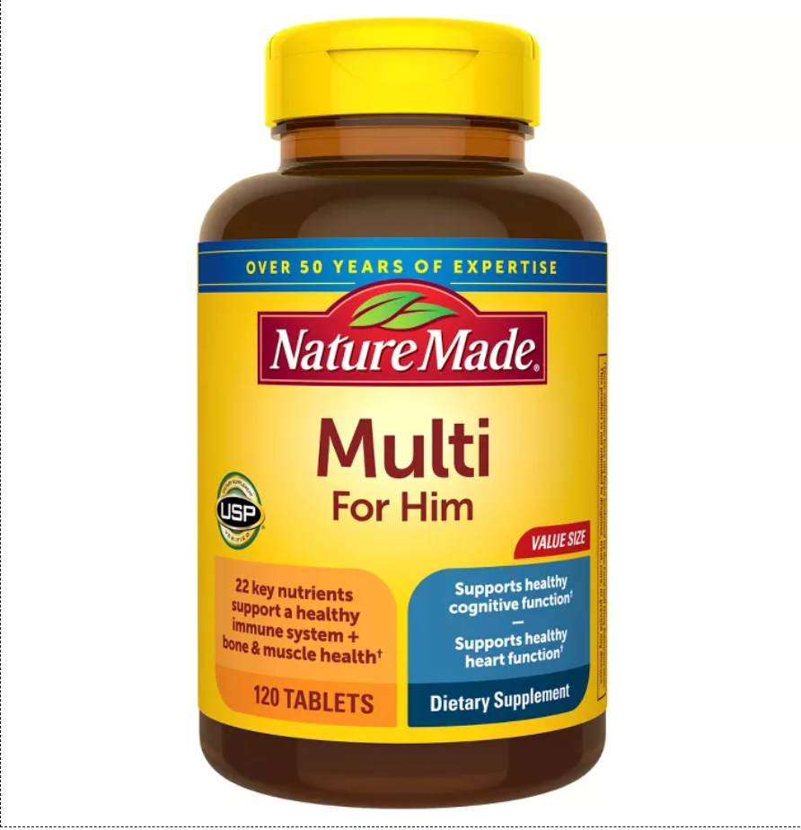 NATURE MADE MENS MULTIVITAMIN WITH NO IRON, NUTRITIONAL SUPPORT TABLETS, USP VERIFIED