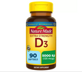 NATURE MADE EXTRA STRENGTH VITAMIN D3 5000 IU (125 MCG), BONE HEALTH AND IMMUNE SUPPORT SOFTGELS, USP VERIFIED