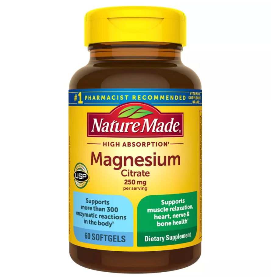 NATURE MADE MAGNESIUM CITRATE 250 MG PER SERVING, MAGNESIUM SUPPLEMENT, SOFTGELS, USP VERIFIED