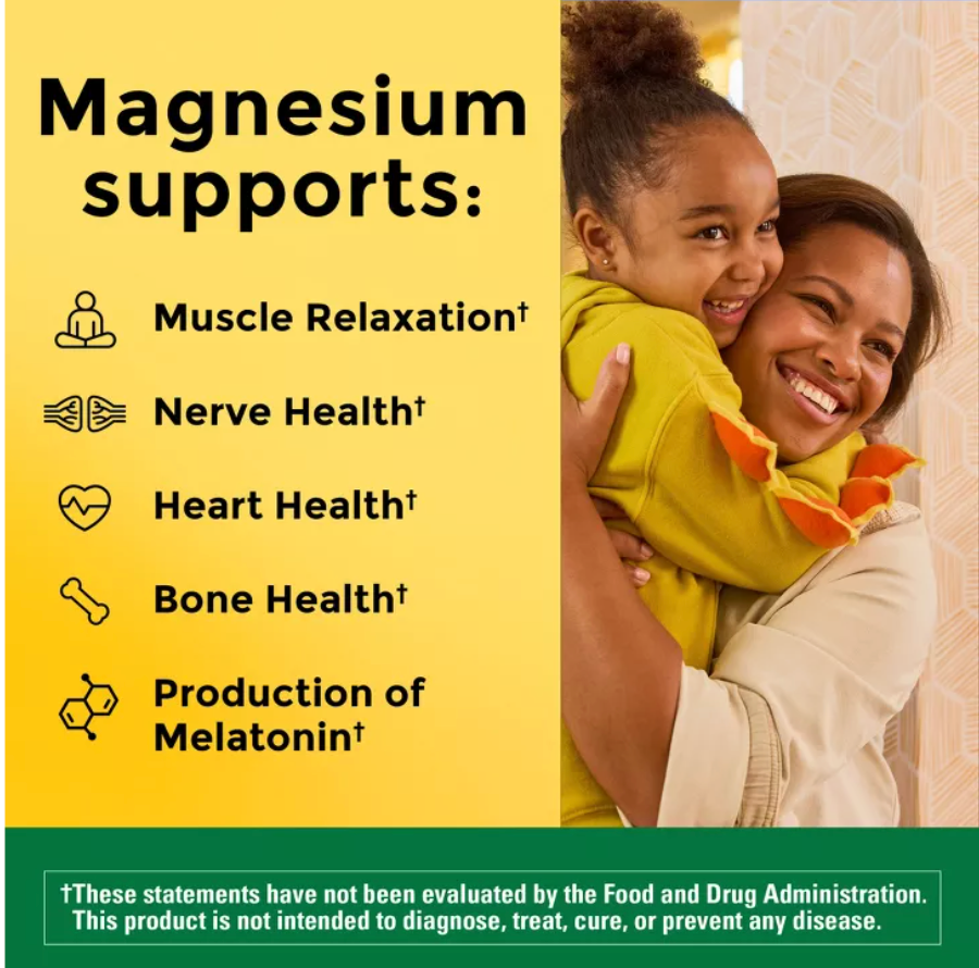 NATURE MADE EXTRA STRENGTH MAGNESIUM OXIDE 400MG, MUSCLE, NERVE, BONE, HEART SUPPORT SOFTGELS - 60CT