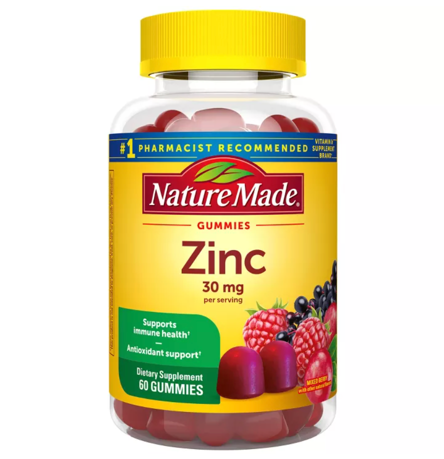 NATURE MADE ZINC GUMMIE,DIETARY SUPPLEMENT, 30MG ZINC PER SERVING, GLUTEN-FREE, NO ARTIFICIAL FLAVORS