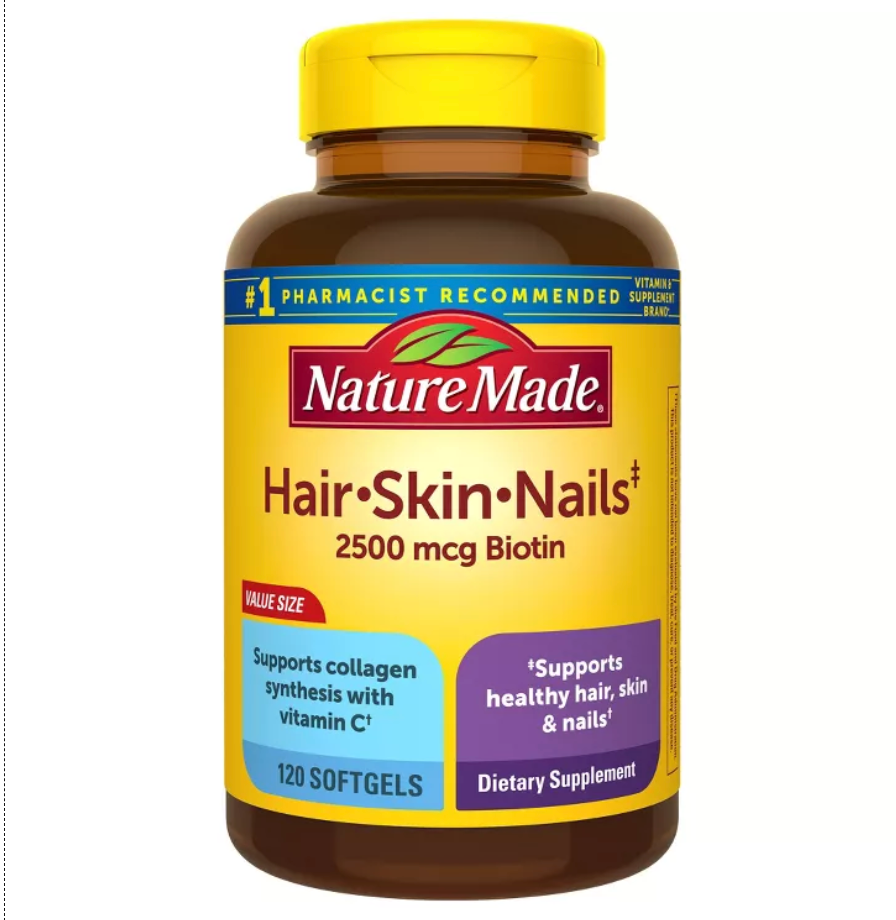 NATURE MADE HAIR - SKIN & NAILS WITH 2500 MCG OF BIOTIN SOFTGELS , GLUTEN-FREE, NO ARTIFICIAL FLAVORS, NO PRESERVATIVES