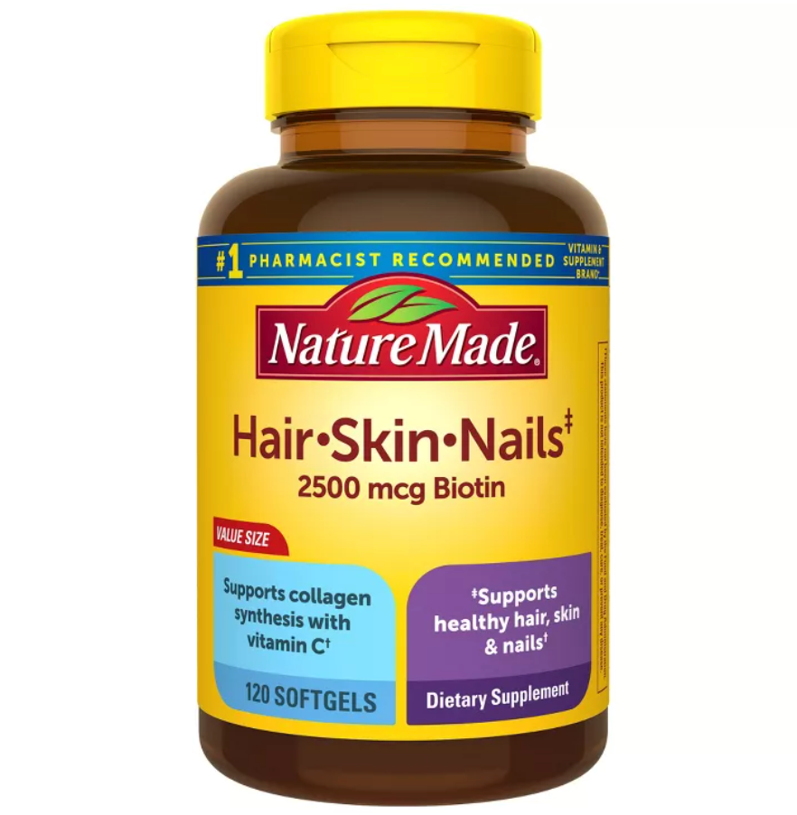 NATURE MADE HAIR - SKIN & NAILS WITH 2500 MCG OF BIOTIN SOFTGELS, GLUTEN-FREE, NO ARTIFICIAL FLAVORS, NO PRESERVATIVE