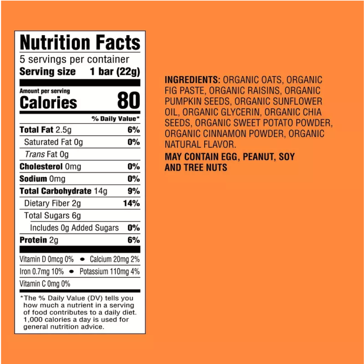 GOOD & GATHER ORANGE SWEET POTATO SNACK BARS 12M+