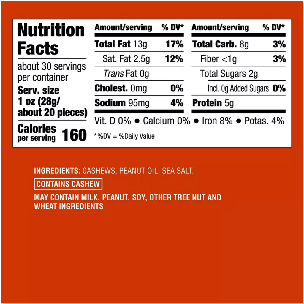 SEA SALT ROASTED WHOLE CASHEWS